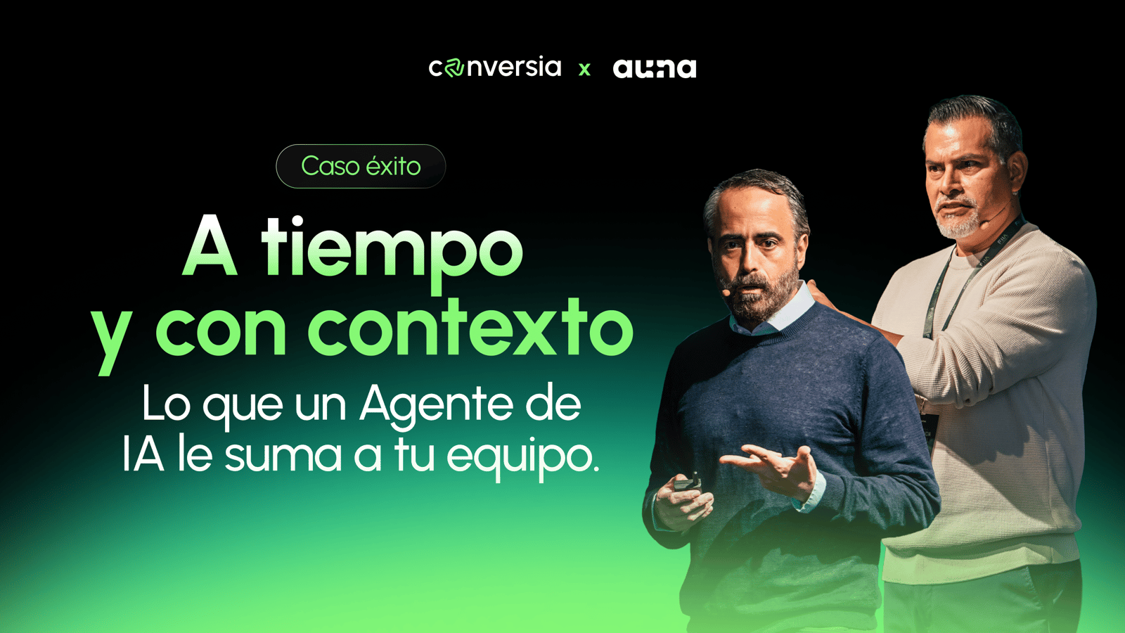 Guillermo Lecaros, de Auna, y Eduardo Eneque, de Conversia, en la charla de la FIIA sobre el agente de IA que vende planes de salud por WhatsApp